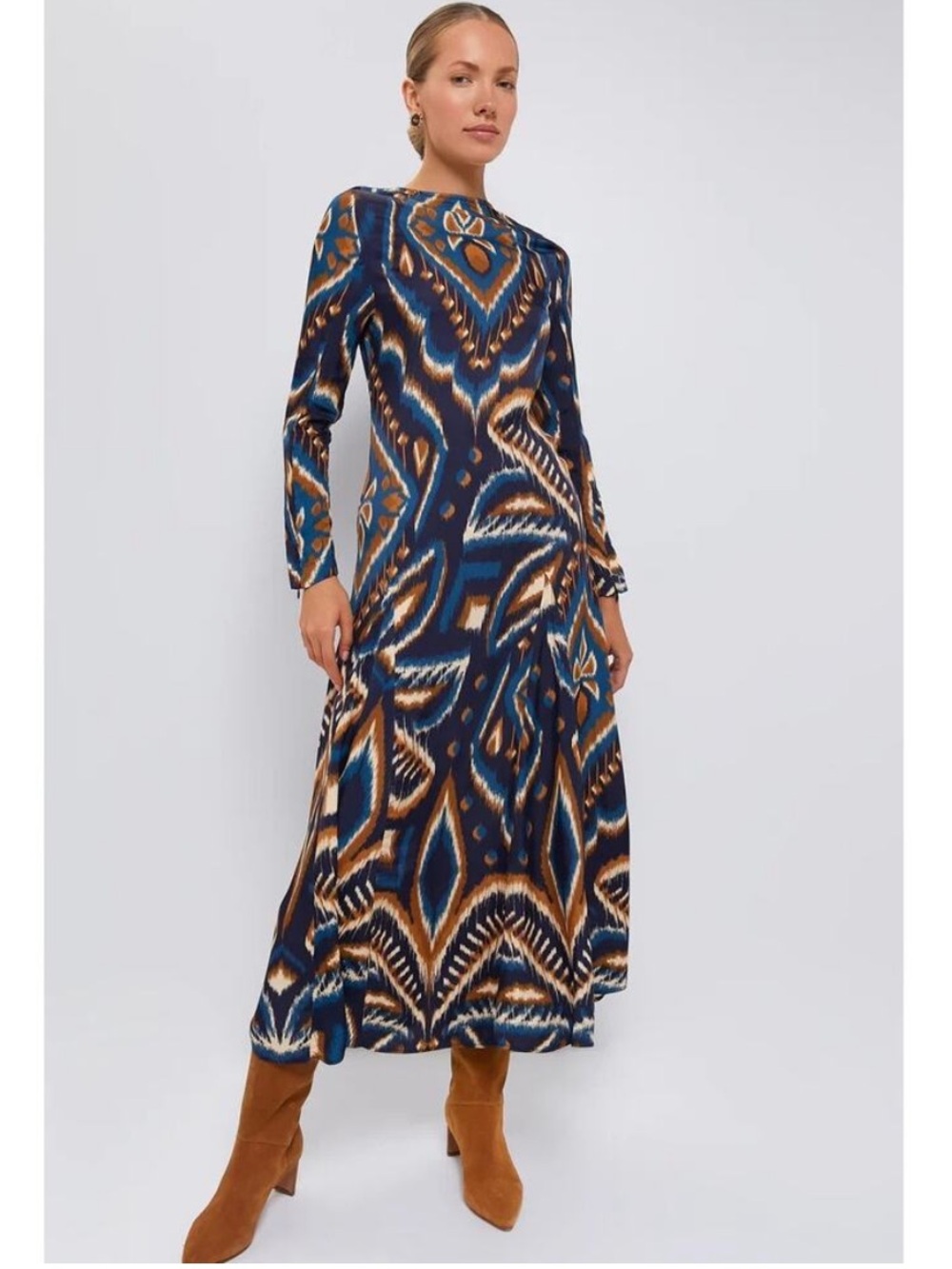 Farm Rio Pineapple Ikat Blue Maxi Dress Size Medium